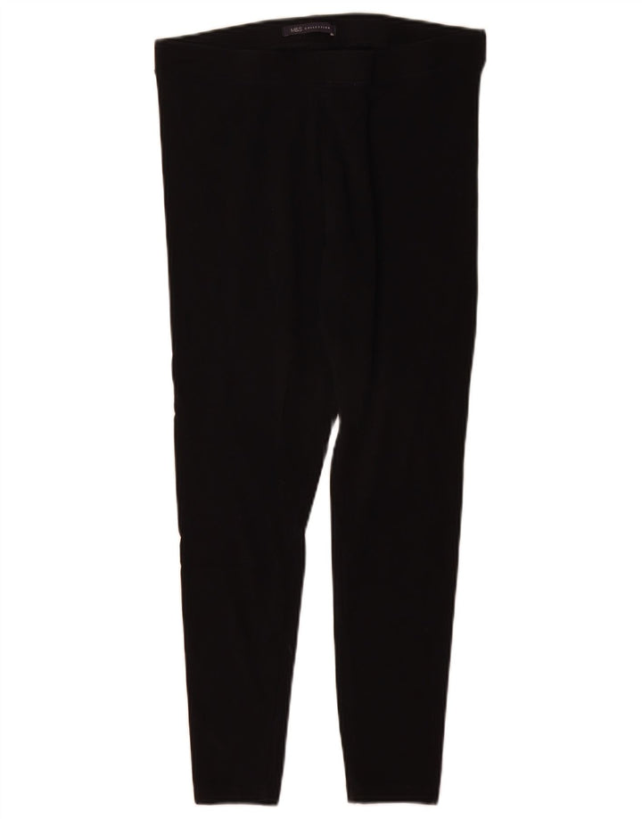 Marks & Spencer Womens Crop Leggings UK 12 Medium Black Cotton