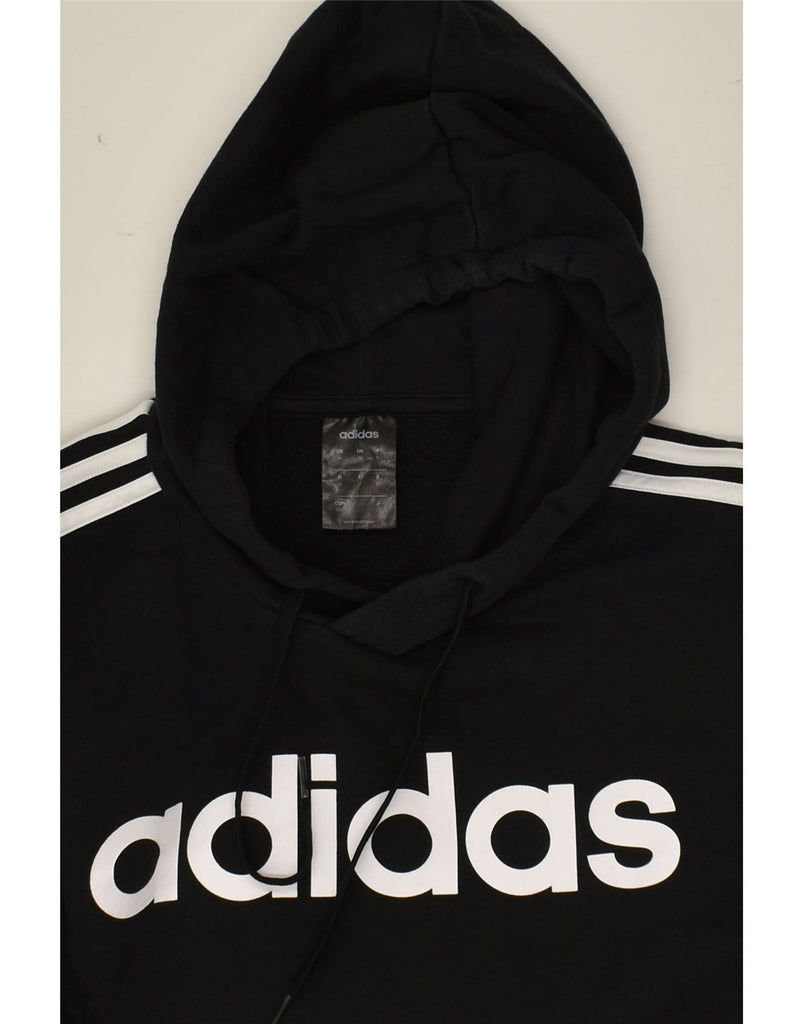 ADIDAS Mens Graphic Hoodie Jumper Medium Black Cotton | Vintage Adidas | Thrift | Second-Hand Adidas | Used Clothing | Messina Hembry 