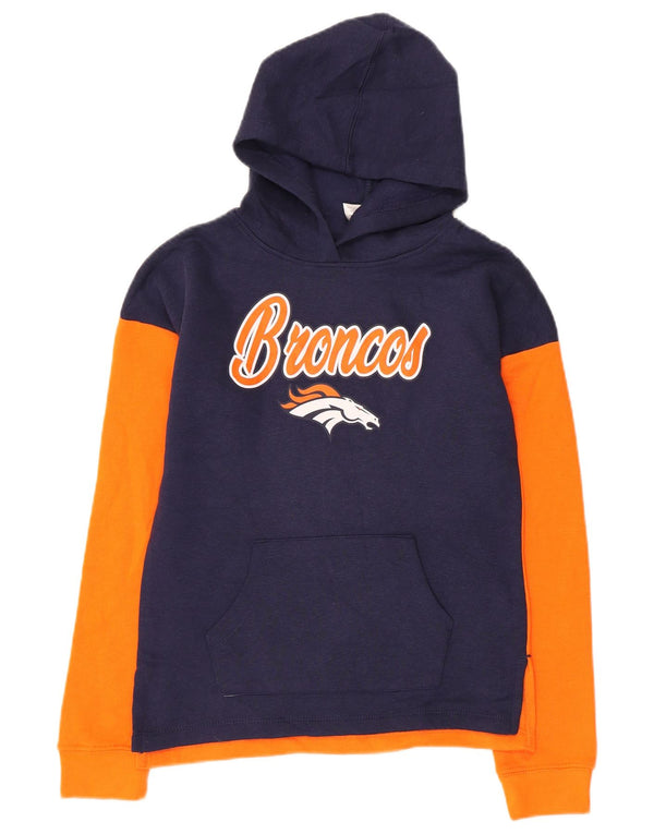 NFL Girls Denver Broncos Hoodie Jumper 10-11 Years Large Navy Blue