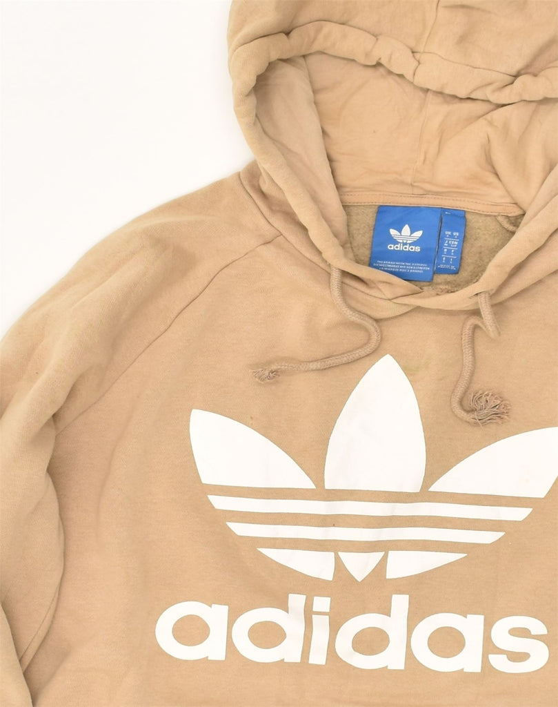 ADIDAS Mens Graphic Hoodie Jumper Small Beige Cotton | Vintage Adidas | Thrift | Second-Hand Adidas | Used Clothing | Messina Hembry 