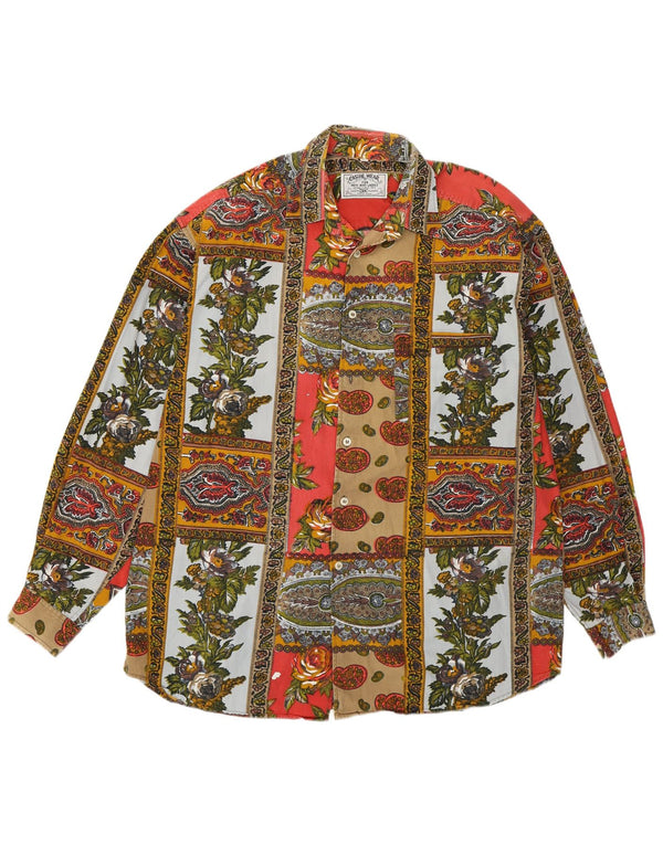 VINTAGE Mens Shirt Large Multicoloured Floral