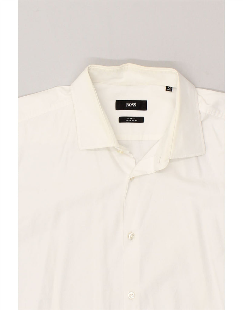 HUGO BOSS Mens Slim Fit Shirt Size 42 16 1/2 Large Off White | Vintage Hugo Boss | Thrift | Second-Hand Hugo Boss | Used Clothing | Messina Hembry 