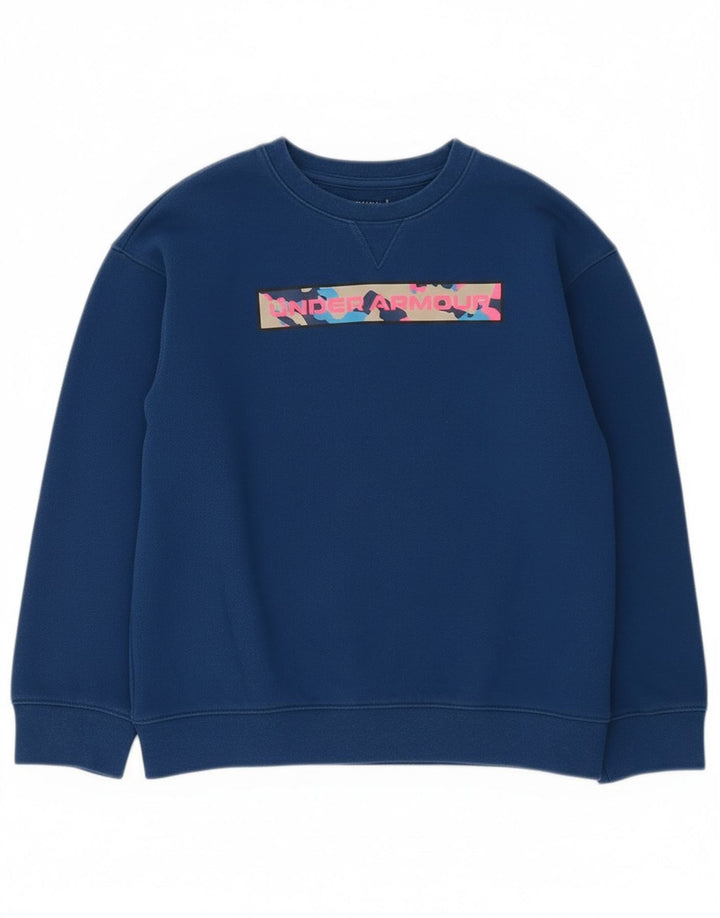 Under Armour Boys Cold Gear Graphic Sweatshirt Jumper 7-8 Years Small Blue