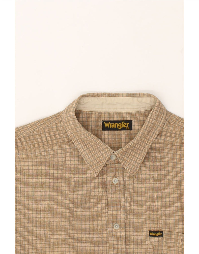 WRANGLER Mens Short Sleeve Shirt 2XL Beige Check Linen | Vintage Wrangler | Thrift | Second-Hand Wrangler | Used Clothing | Messina Hembry 