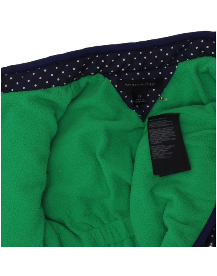 TOMMY HILFIGER Baby Girls Quilted Jacket 18-24 Months Navy Blue Polka Dot