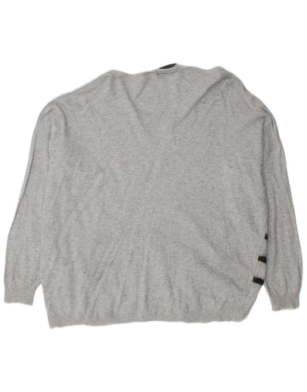MINT VELVET Womens Boat Neck Jumper Sweater UK 16 Large Grey Striped