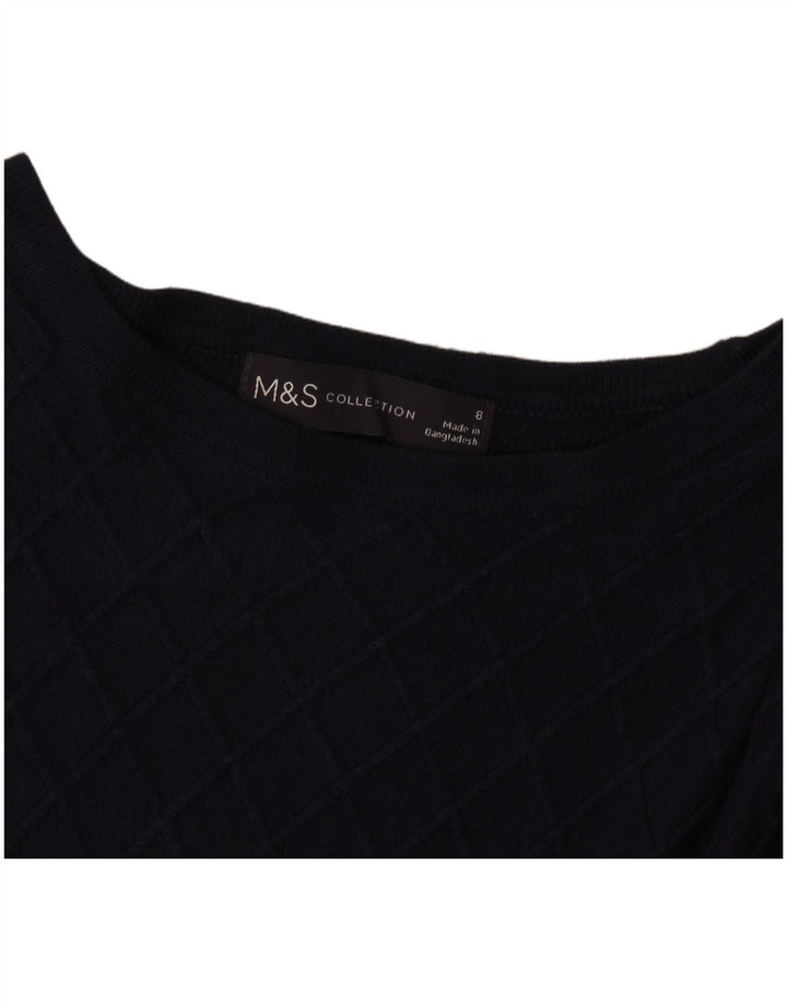 Marks & Spencer Womens Boat Neck Jumper Sweater UK 8 Small Navy Blue