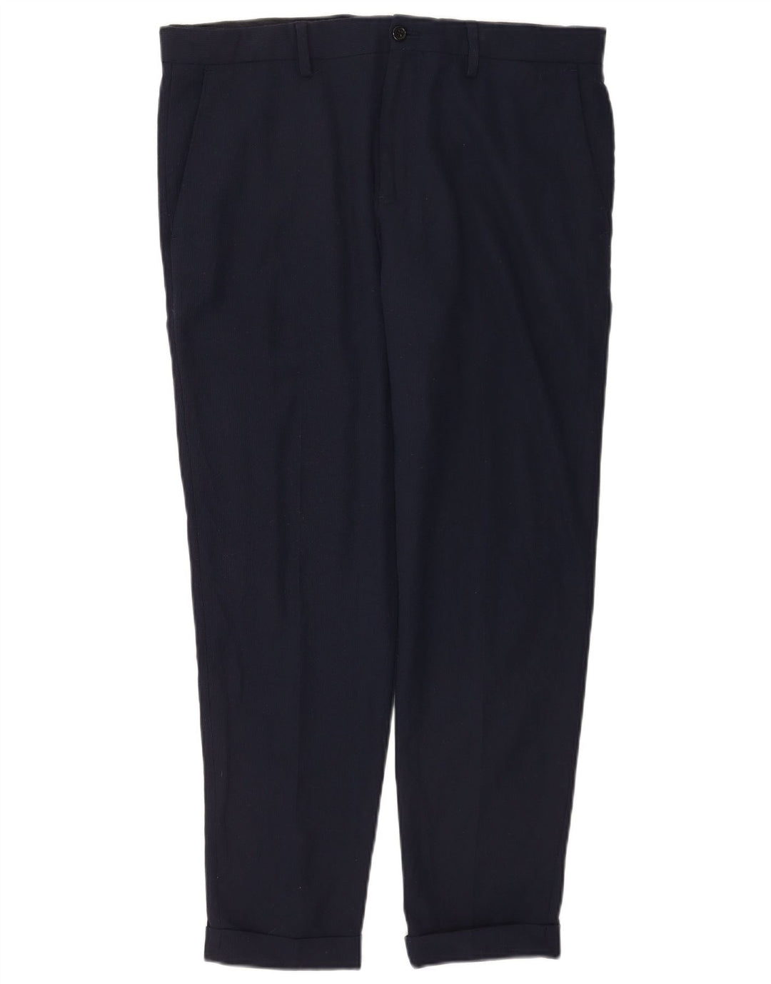 Zara Mens Slim Suit Trousers EU 44 Large W34 L30 Navy Blue Polyester