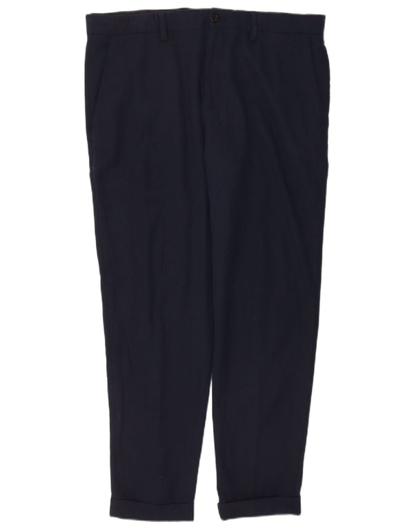 Zara Mens Slim Suit Trousers EU 44 Large W34 L30 Navy Blue Polyester