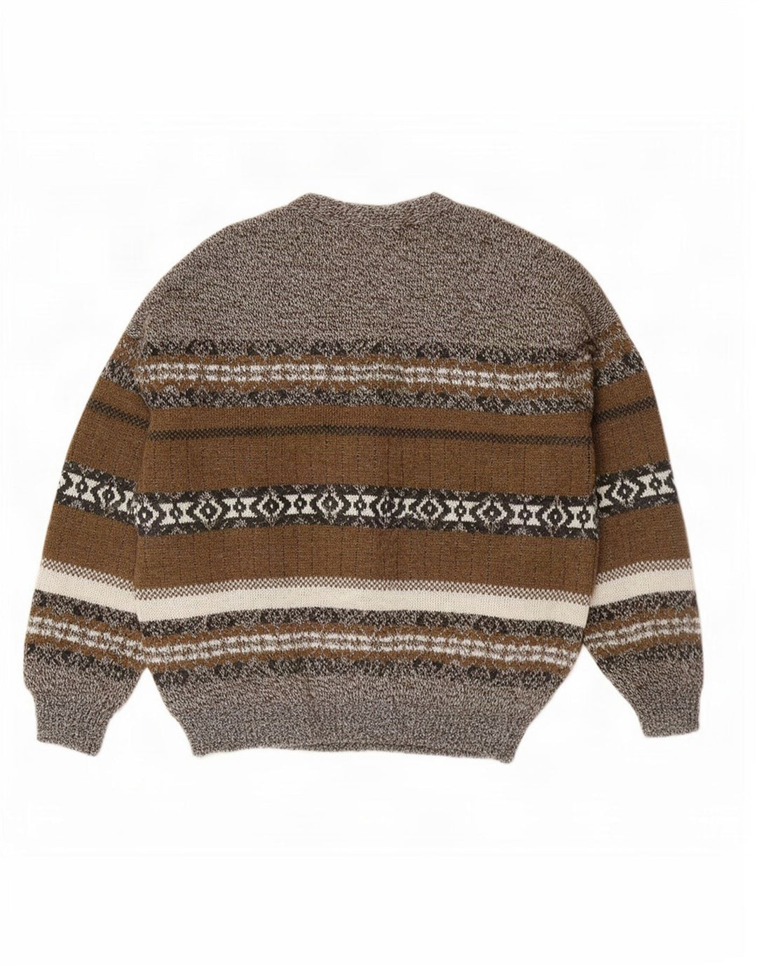 Vintage Mens Cardigan Sweater XL Grey Fair Isle