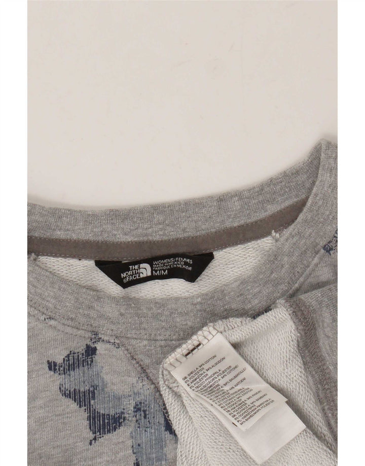 The North Face Womens Sweatshirt Jumper UK 14 Medium Grey Camouflage Cotton
