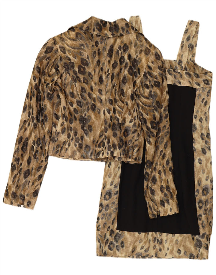Vanity Womens 3 Button 2 Piece Set IT 42 Medium Black Animal Print Wool