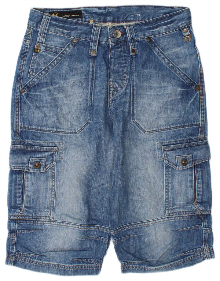 Vintage Mens Cargo Denim Shorts W30 Medium Blue Cotton