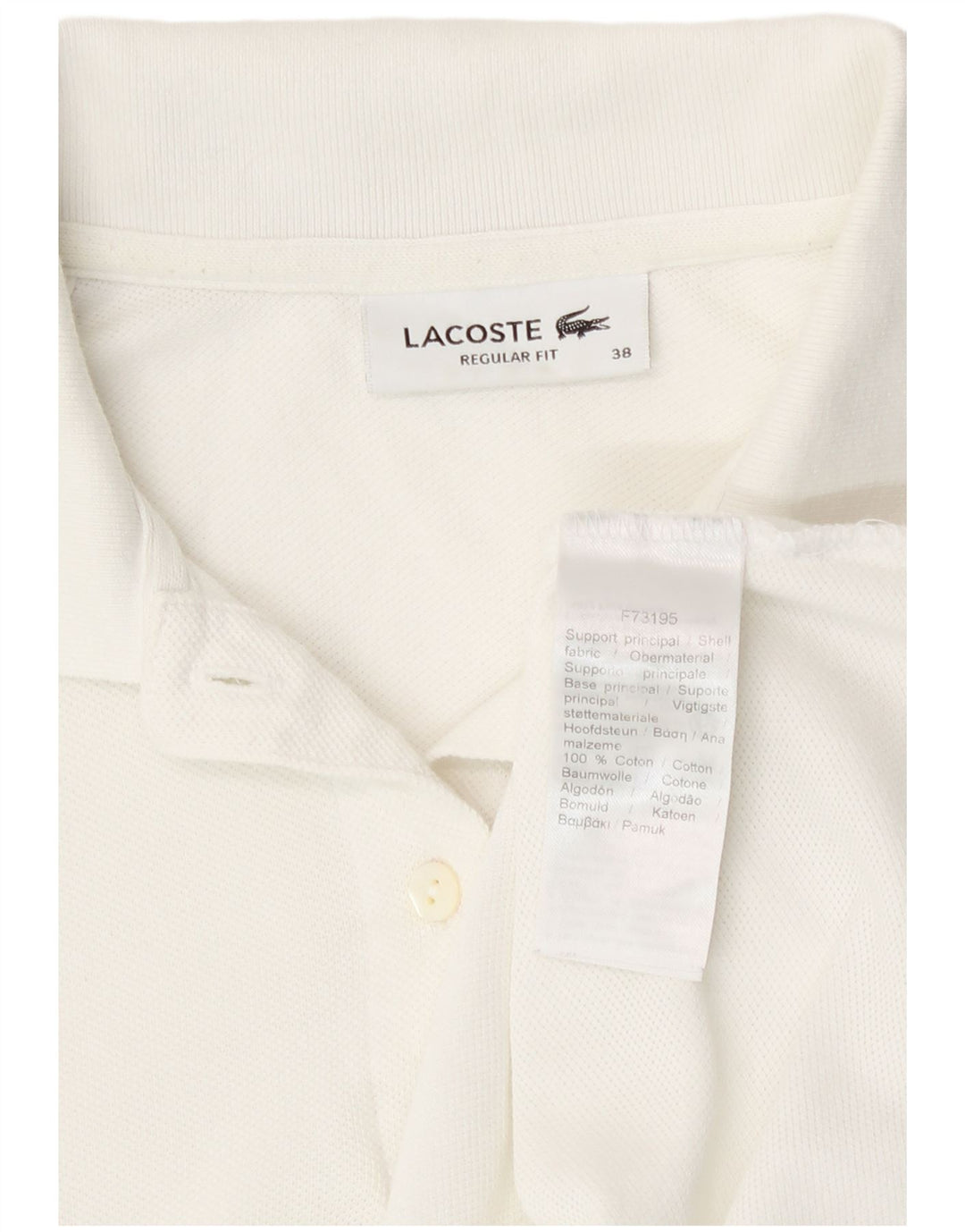 Lacoste Womens Regular Fit Polo Shirt Size 38 Medium White Cotton