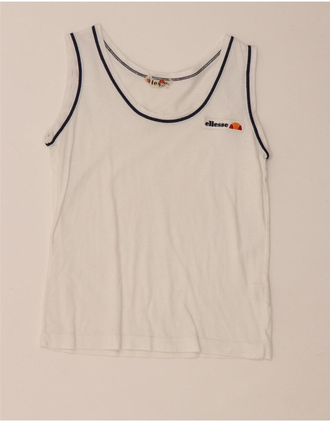 ELLESSE Womens Crop Vest Top IT 36 XS White Cotton