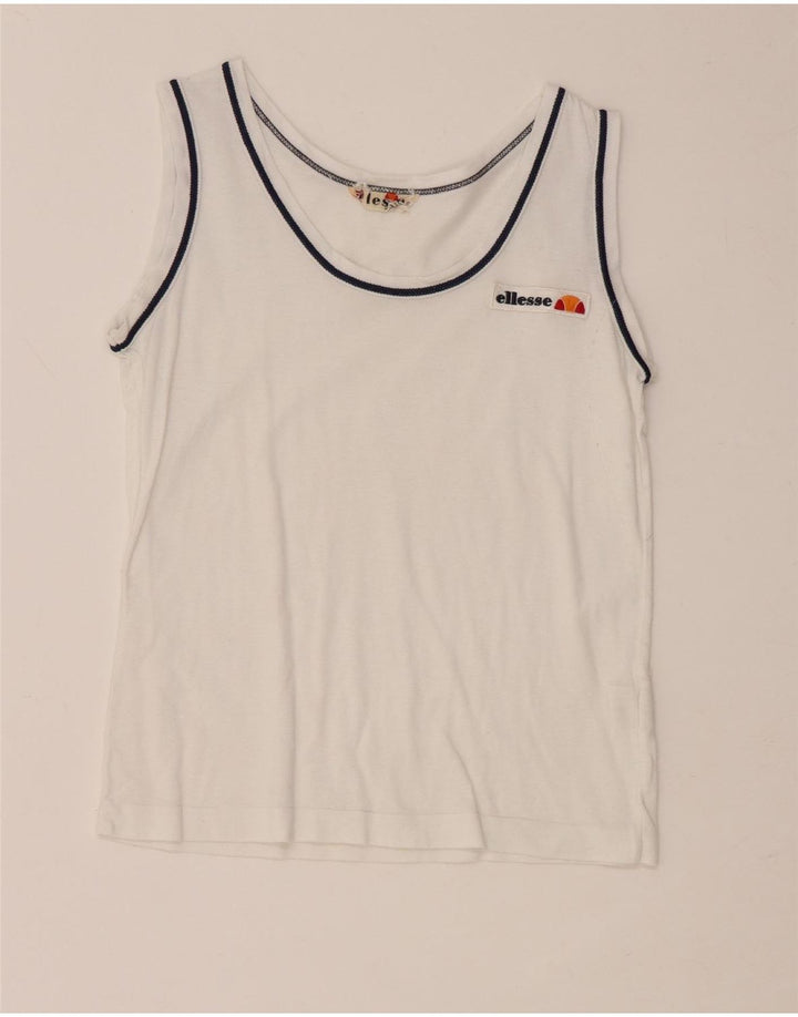 ELLESSE Womens Crop Vest Top IT 36 XS White Cotton