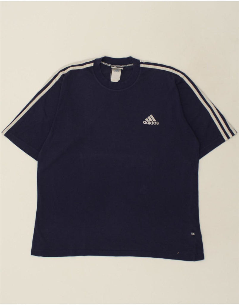 ADIDAS Mens T-Shirt Top Large Navy Blue Vintage Adidas and Second-Hand Adidas from Messina Hembry 