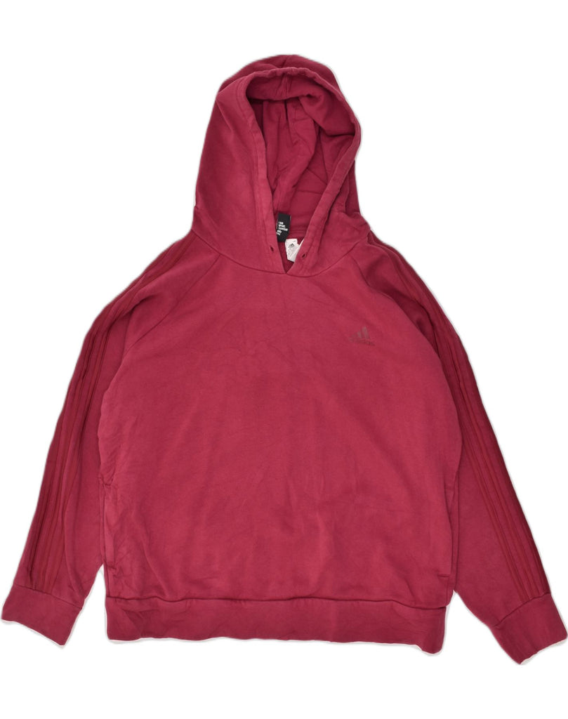 ADIDAS Womens Hoodie Jumper UK 18 XL Burgundy Cotton | Vintage Adidas | Thrift | Second-Hand Adidas | Used Clothing | Messina Hembry 