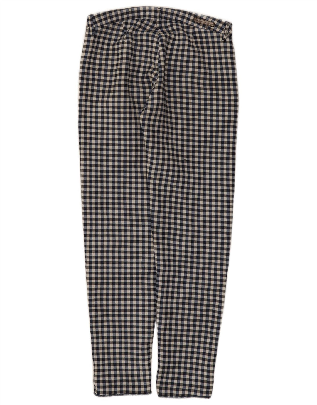 Guess Womens Slim Casual Trousers W24 L26 Navy Blue Gingham