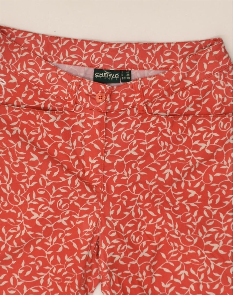 CHERVO Womens Casual Shorts US 8 Medium W30 Red Floral Cotton | Vintage Chervo | Thrift | Second-Hand Chervo | Used Clothing | Messina Hembry 