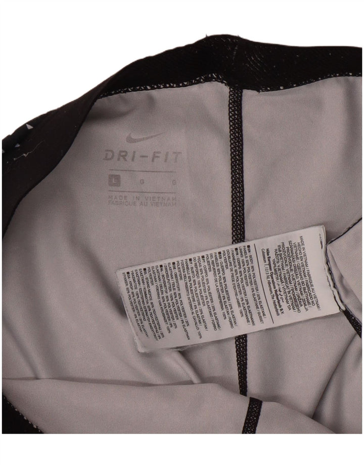 Nike Womens Dri Fit Graphic Leggings UK 14 Large Navy Blue Spotted Sports