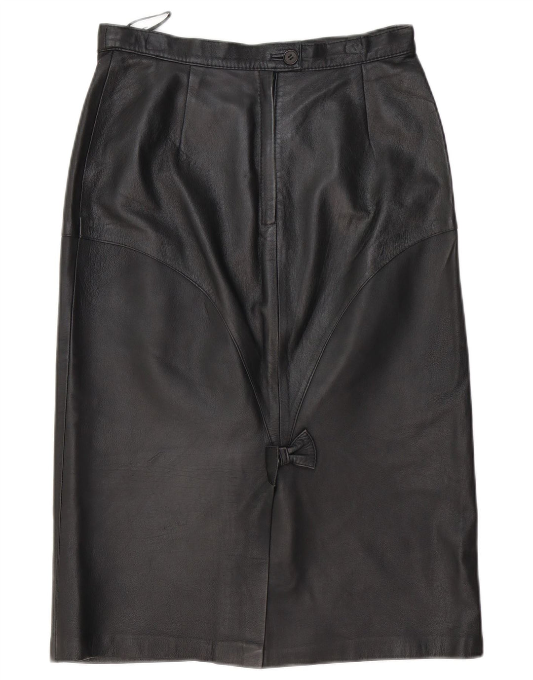 Vintage Womens Leather Skirt EU 40 Medium W30 Black Leather
