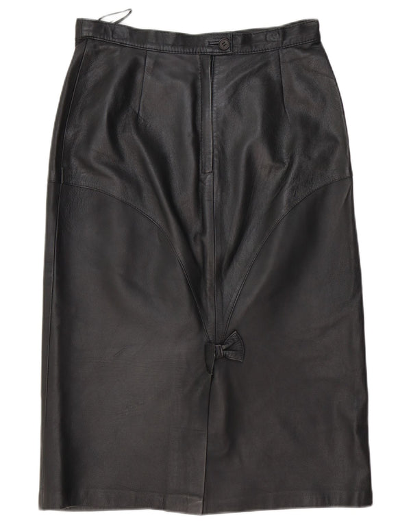 Vintage Womens Leather Skirt EU 40 Medium W30 Black Leather