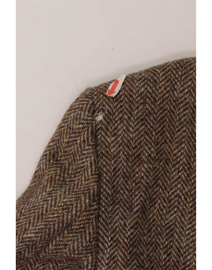 Harris Tweed Mens 2 Button Blazer Jacket UK 42 XL Brown Herringbone Wool