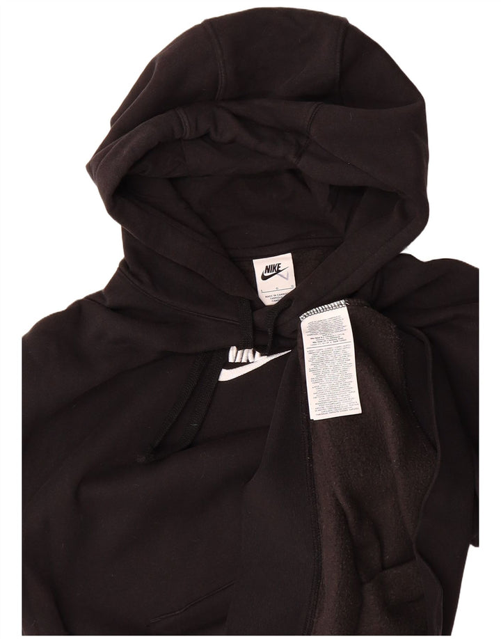 NIKE Mens Graphic Hoodie Jumper Large Black Cotton