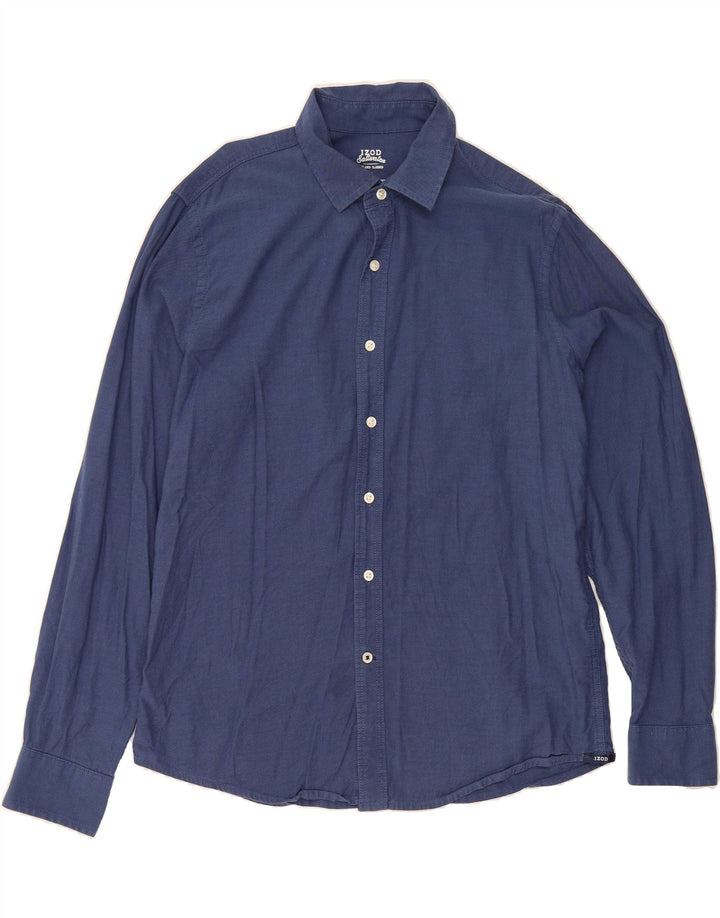 IZOD Mens Salt Water Shirt Large Navy Blue Cotton Vintage Izod and Second-Hand Izod from Messina Hembry 
