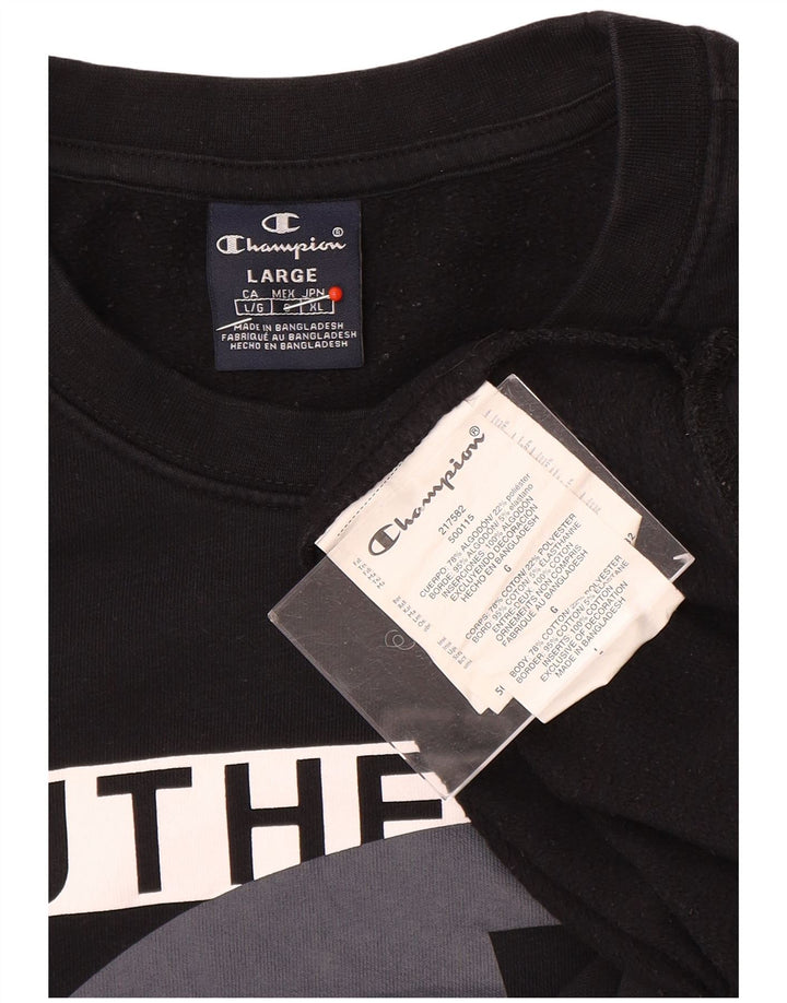 Champion Mens Graphic Sweatshirt Jumper Large Black Cotton