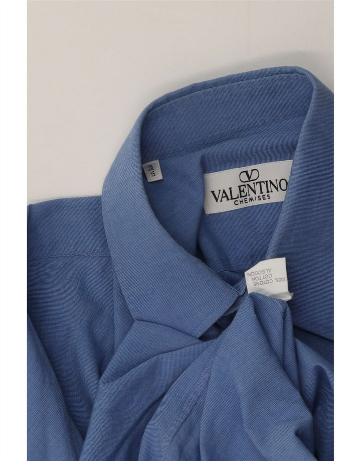 Valentino Mens Chemises Shirt Size 38 15 Medium Blue Cotton
