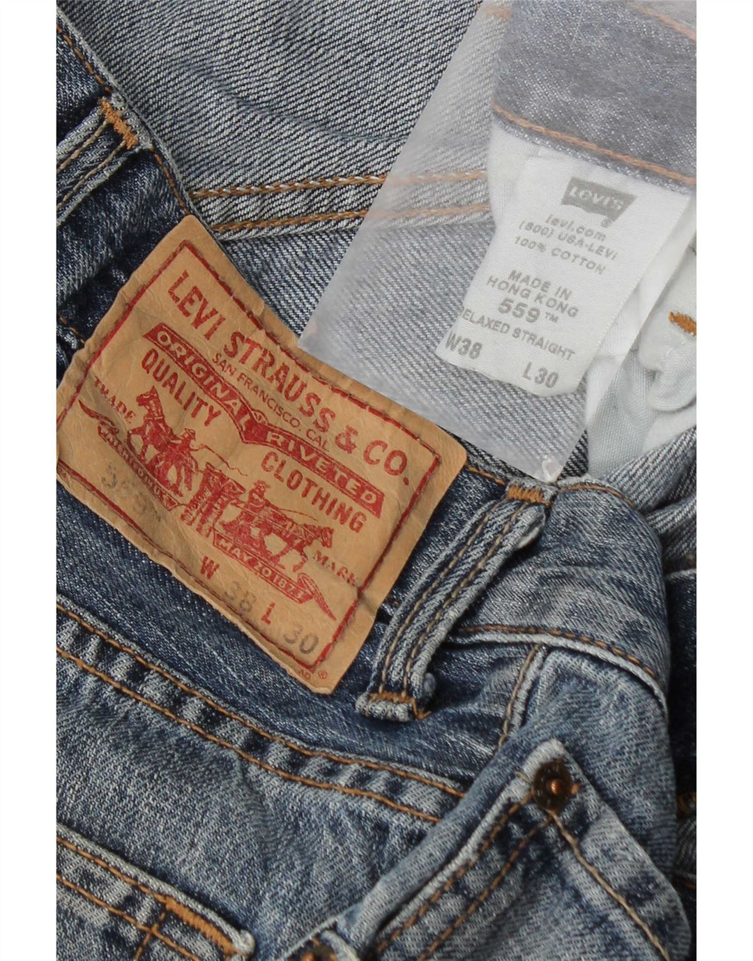 Levi's Mens 559 Relaxed Fit Straight Jeans  W38 L30 Blue Cotton