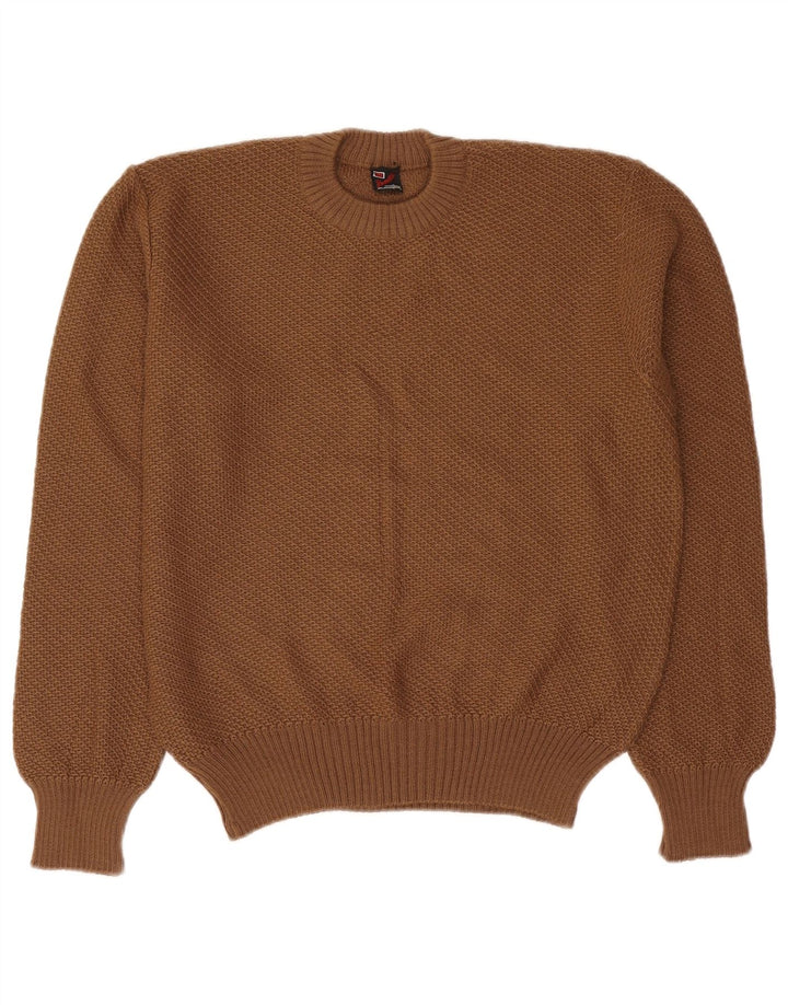 Benelli Womens Oversized Crew Neck Jumper Sweater UK 12 Medium Brown Wool