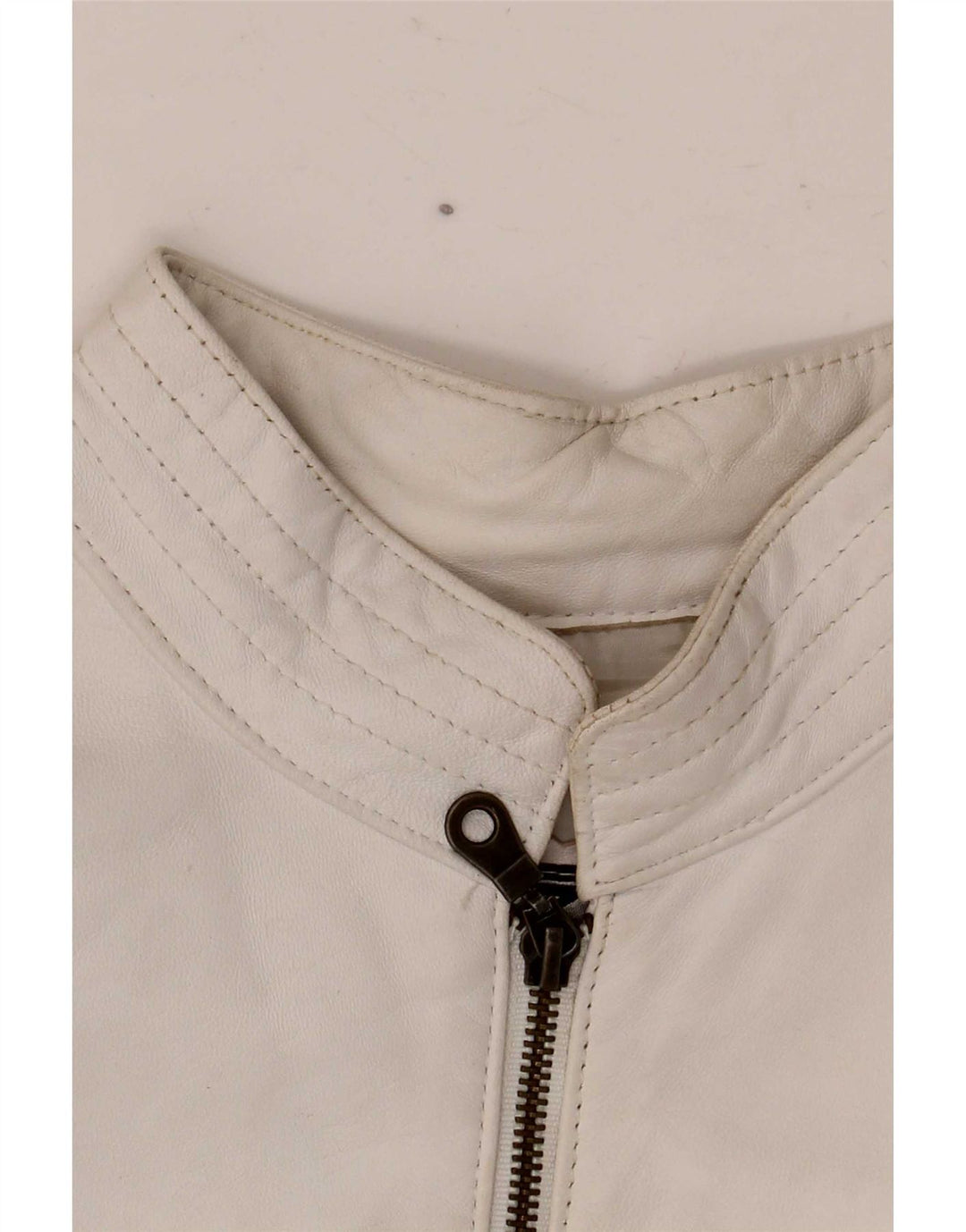 Schegge Womens Leather Racer Jacket IT 52 2XL White