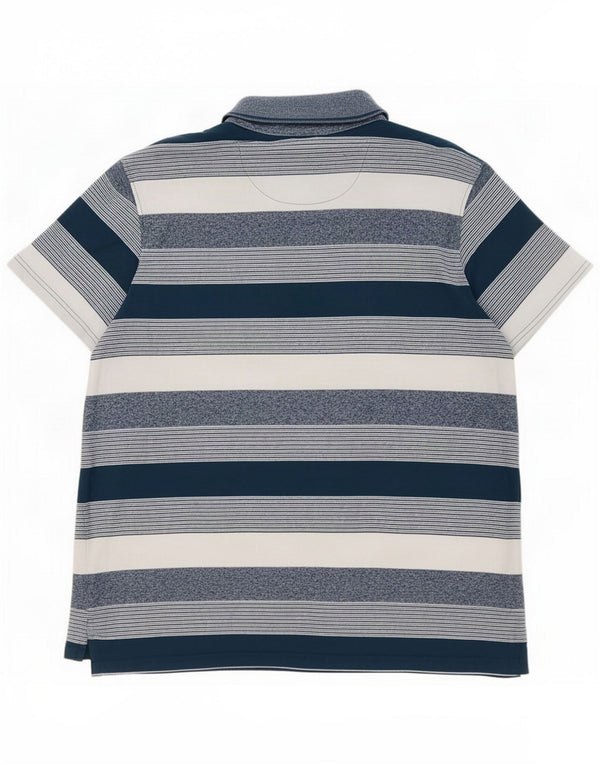 Pierre Cardin Mens Regular Fit Polo Shirt XL Navy Blue Striped Cotton