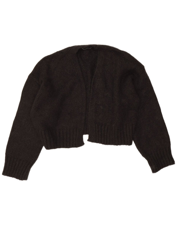 Zara Womens Oversized Crop Open Cardigan Sweater UK 16 Large Black Acrylic