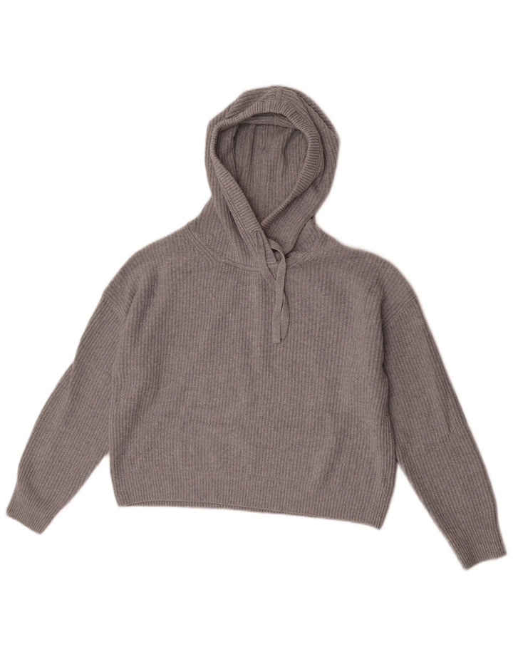 Gap Womens Crop Hooded Jumper Sweater UK 14 Medium Grey Cotton