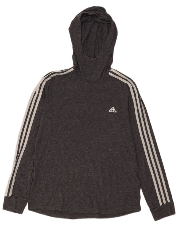 ADIDAS Womens Climalite Hoodie Jumper UK 12/14 Medium Grey Polyester