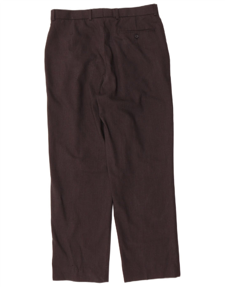Marks & Spencer Mens Pegged Suit Trousers W32 L29 Brown Wool