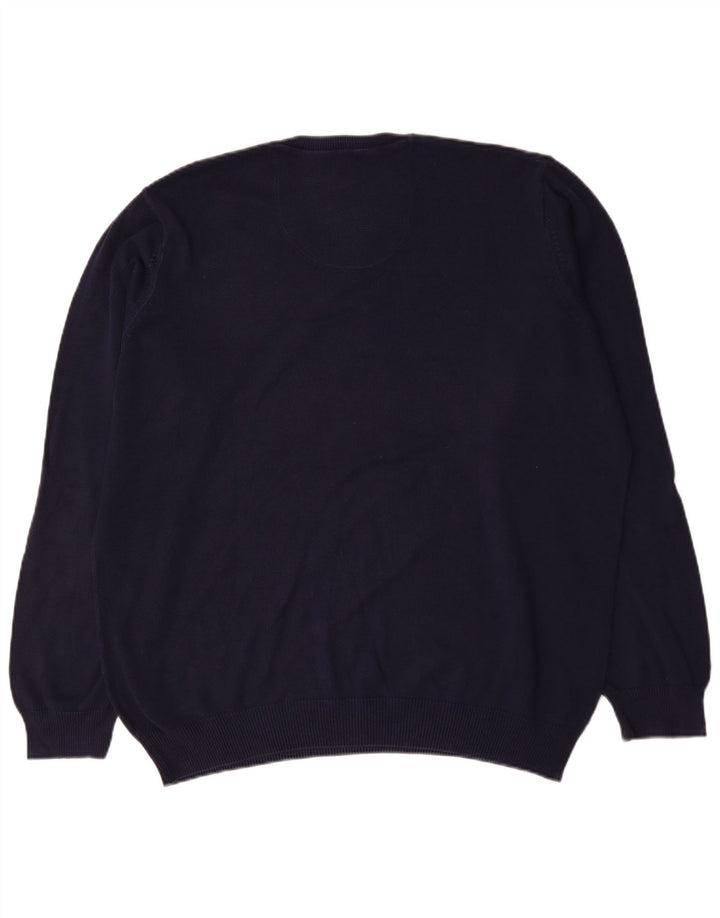 Marks & Spencer Mens Regular Fit V-Neck Jumper Sweater XL Navy Blue Cotton