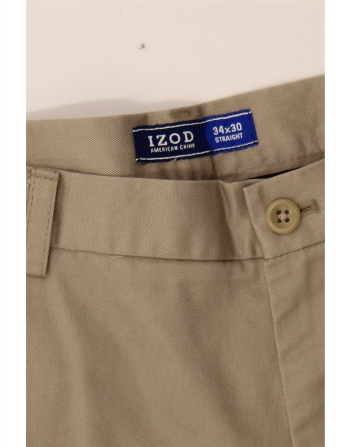 IZOD Mens Straight Chino Trousers W34 L30 Beige Cotton Vintage Izod and Second-Hand Izod from Messina Hembry 