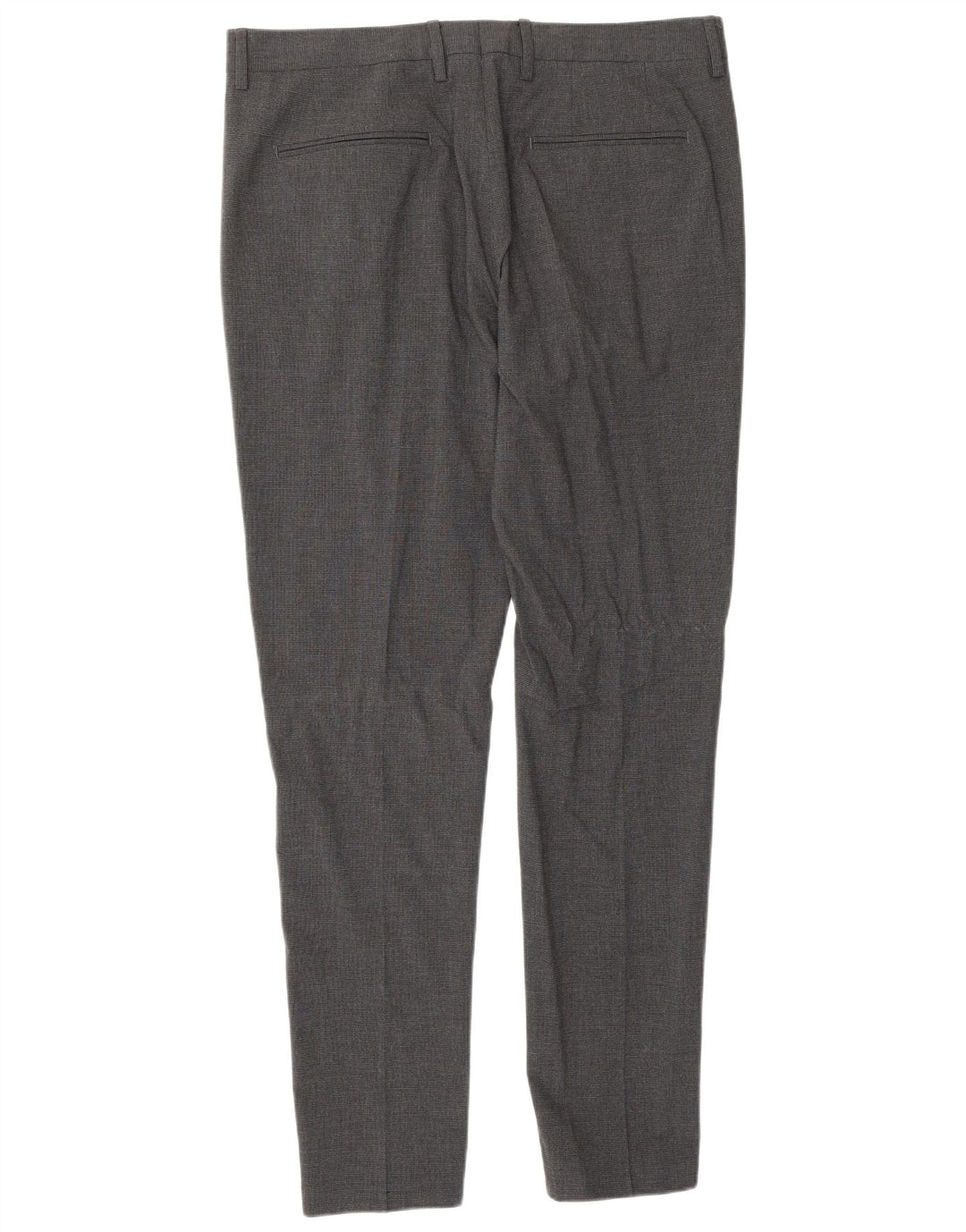 Zara Mens Slim Chino Trousers EU 42 Large W32 L32 Grey Check Wool
