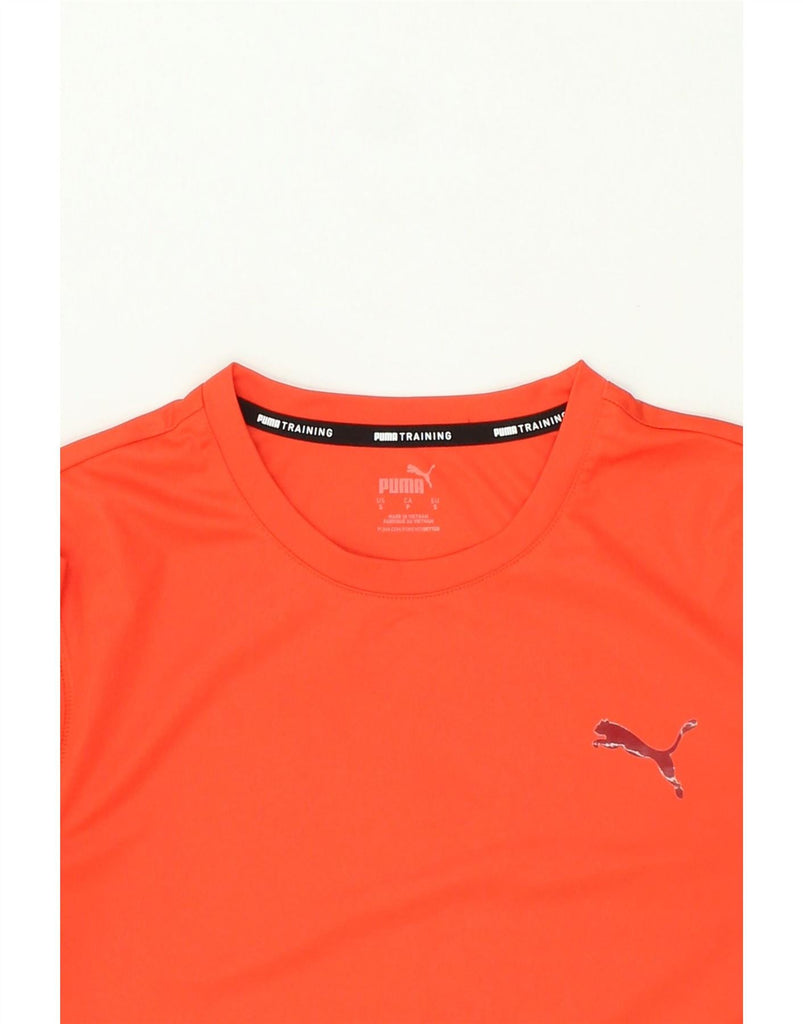 PUMA Mens T-Shirt Top Small Orange Colourblock Polyester Vintage Puma and Second-Hand Puma from Messina Hembry 