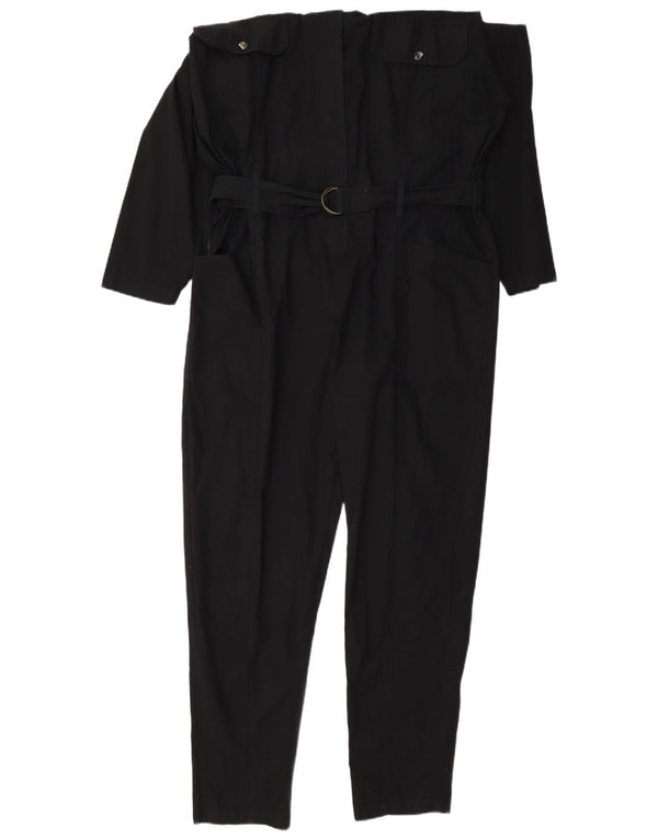 Vintage Womens Long Sleeve Jumpsuit IT 42 Medium Black Cotton