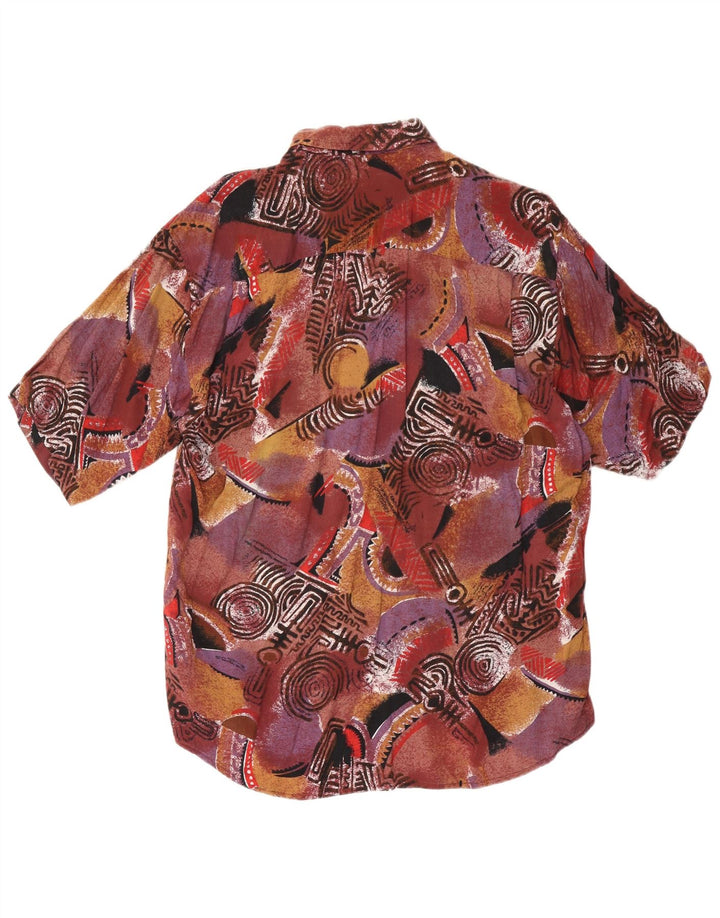 Vintage Mens Short Sleeve Shirt Large Brown Geometric