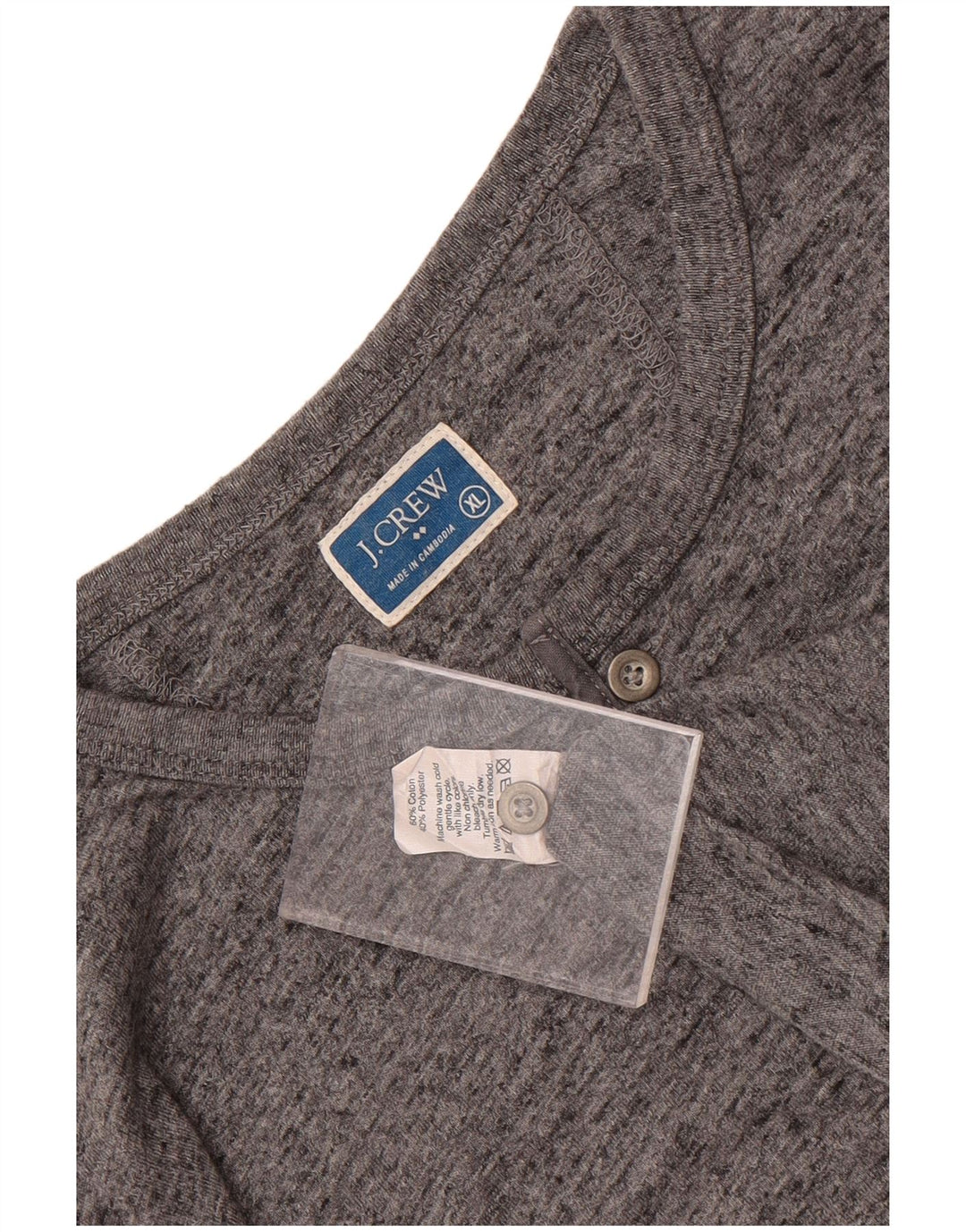 J. Crew Mens Top Long Sleeve XL Grey Flecked Cotton