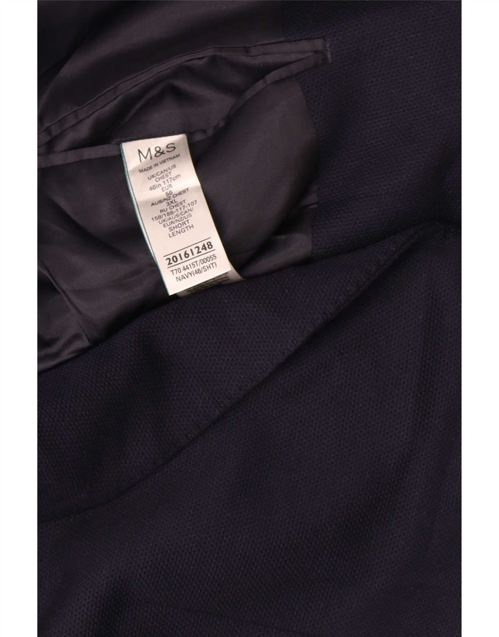 Marks & Spencer Mens Short 2 Button Blazer Jacket UK 46 3XL Navy Blue