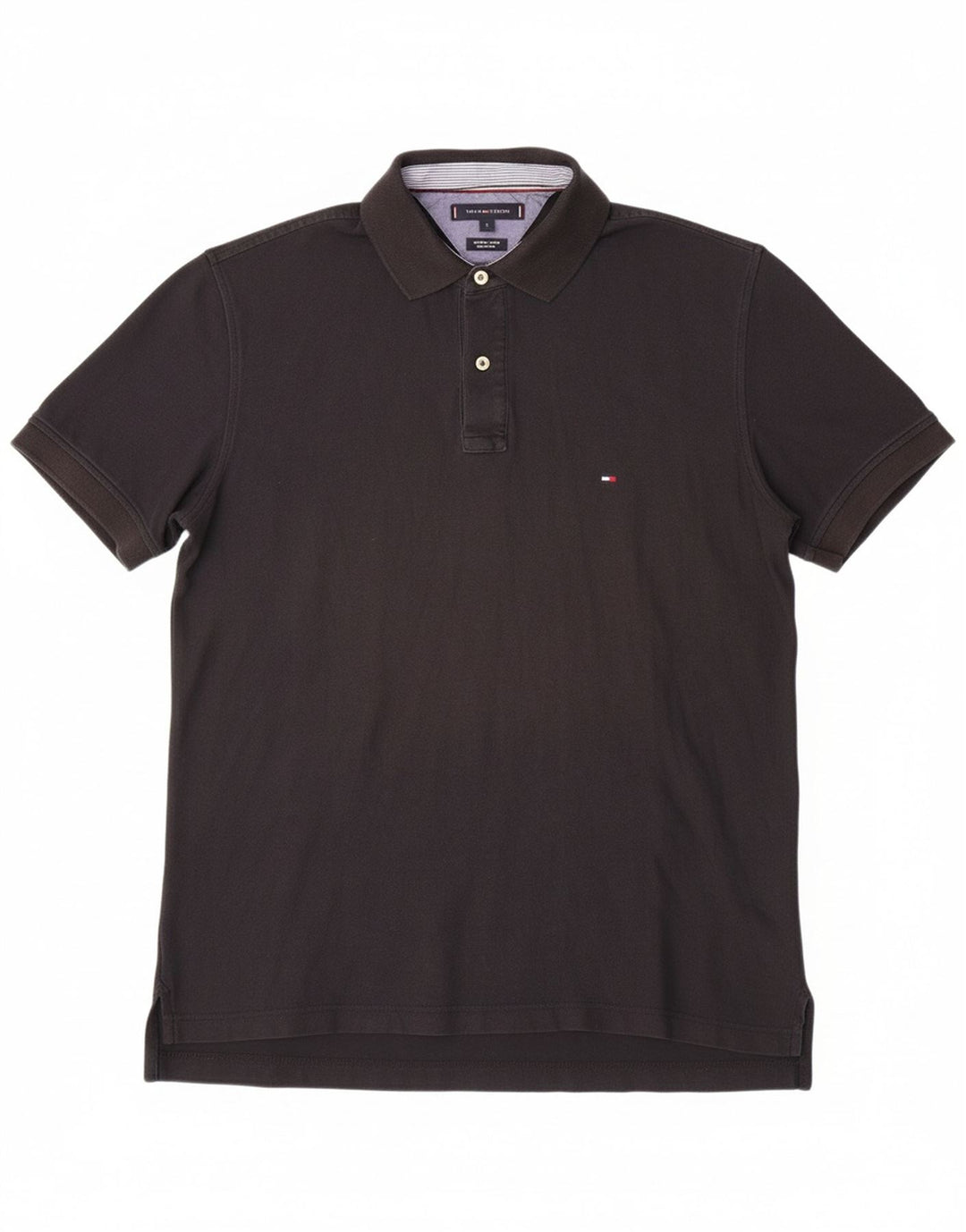 TOMMY HILFIGER Mens Regular Fit Polo Shirt Large Black Cotton