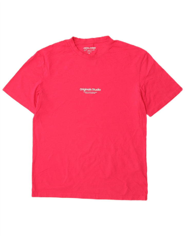Jack & Jones Mens T-Shirt Top Large Pink Cotton